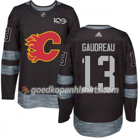 Calgary Flames Johnny Gaudreau 13 1917-2017 100th Anniversary Adidas Zwart Authentic Shirt - Mannen